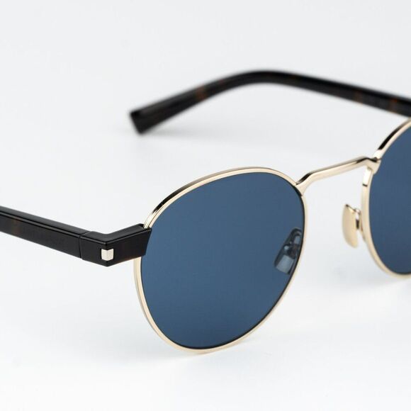 NEW Saint Laurent SL707 004 Gold Havana Blue Oval Unisex Sunglasses - Picture 5 of 11